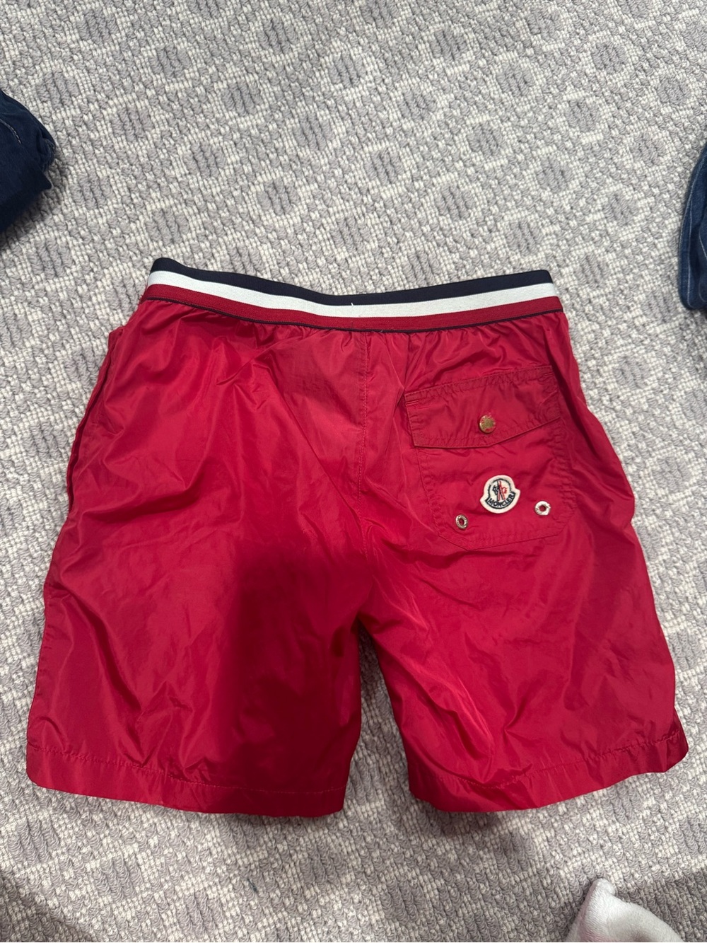 Red Men's Swim Hybrids with Contrast Elastic Waistband
